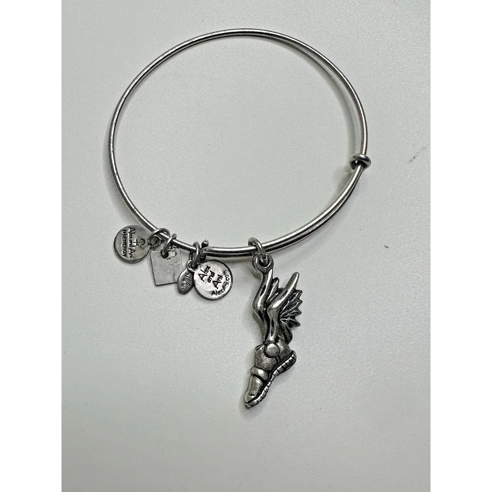 ALEX AND ANI Champion Winged Shoe Bangle Bracelet Rafaelain Silver Dangle